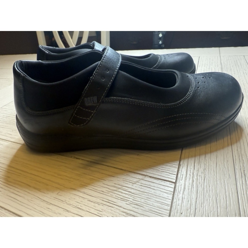 DREW (ROSE) Women Mary Jane Black Leather Flat Shoes 10 W $179.95‎ MSRP Grunge
